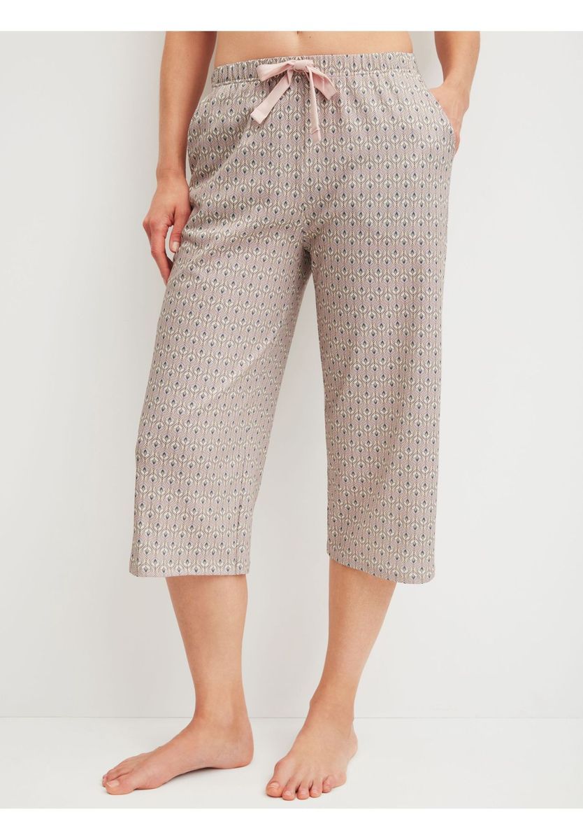 Bedruckte, verkürzte Baumwoll-Pyjamahose