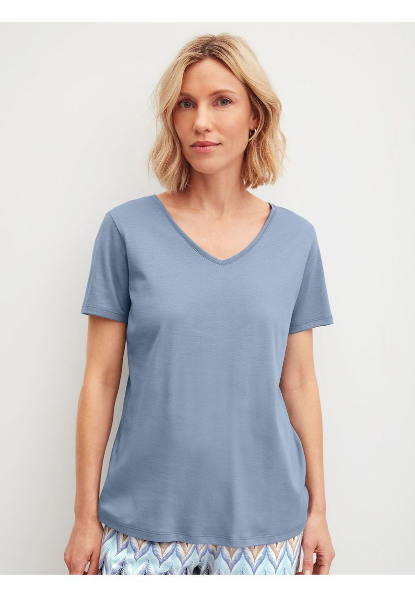 Lässiges V-Ausschnitt Baumwoll-T-Shirt