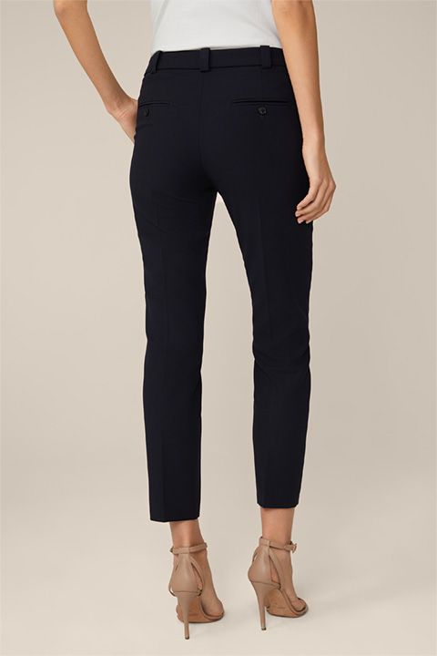 Windsor Crêpe Navy Cropped Hose Slim Fit Stretch Viskose