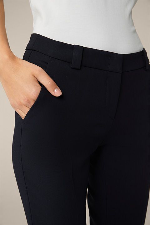 Windsor Crêpe Navy Cropped Hose Slim Fit Stretch Viskose