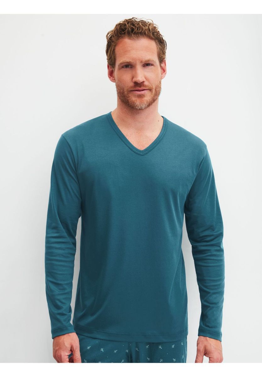 CALIDA T-Shirt, Langarm, für Herren, türkis, L