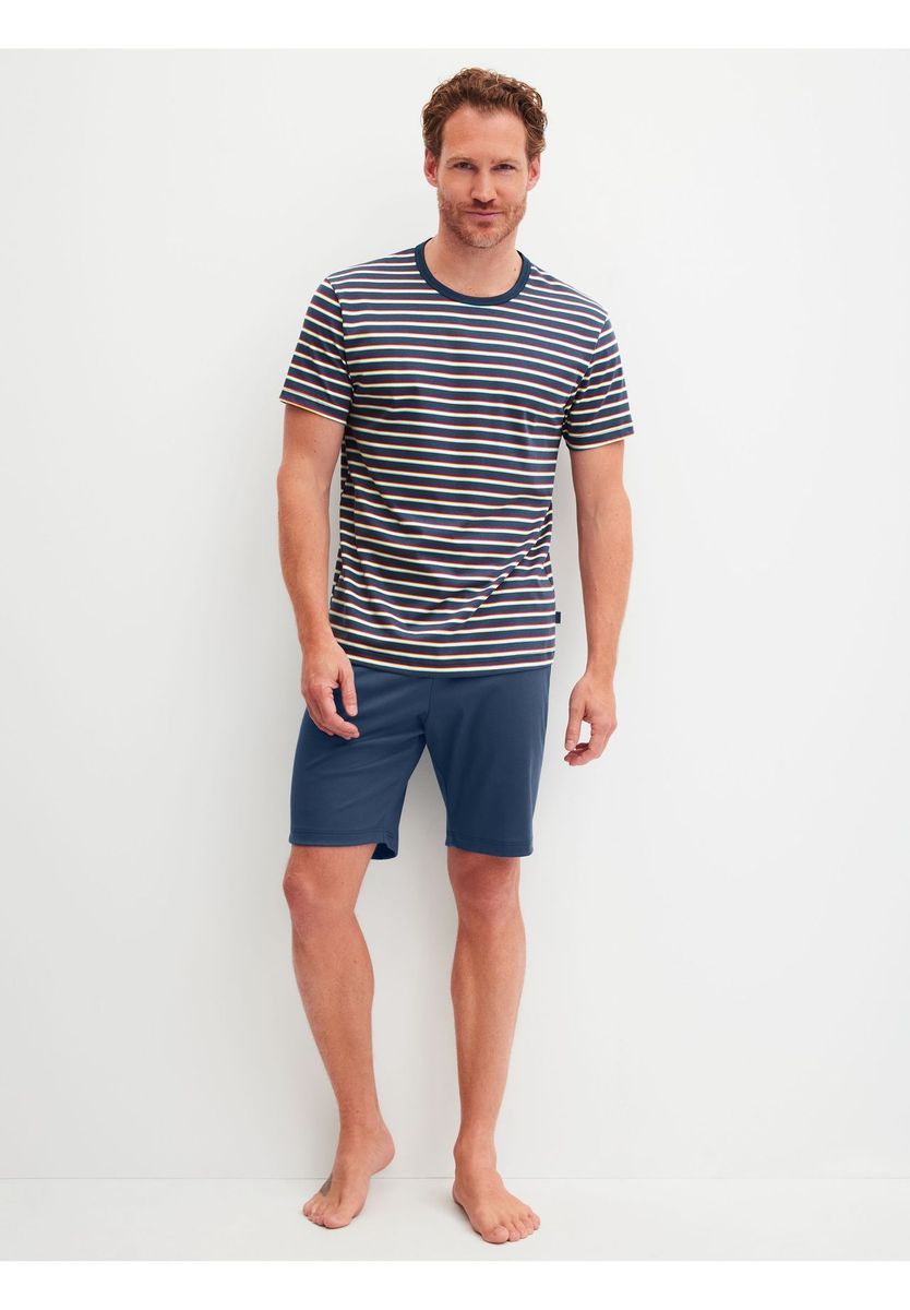 Gestreiftes Baumwoll-Pyjama-Set für Herren