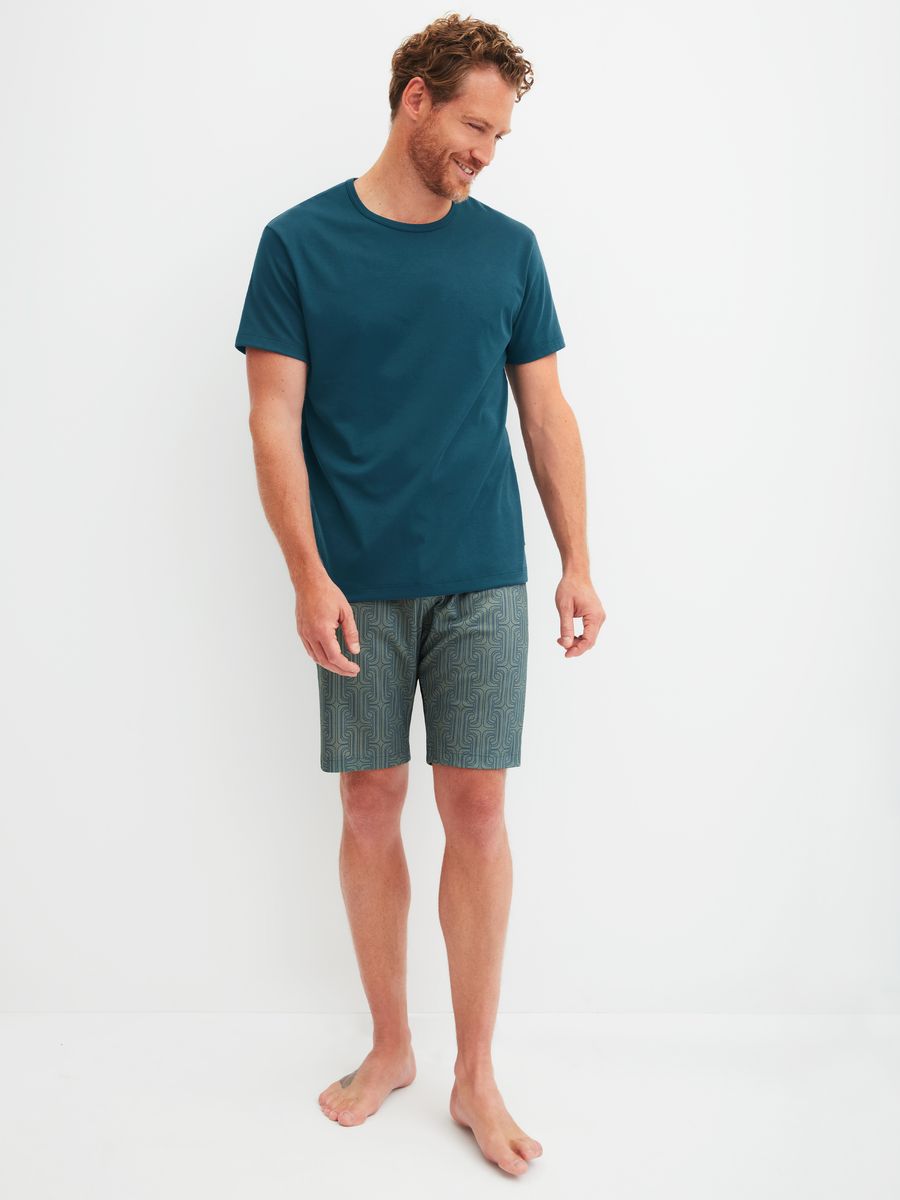 Herren Kurz Pyjama Set aus Baumwolle
