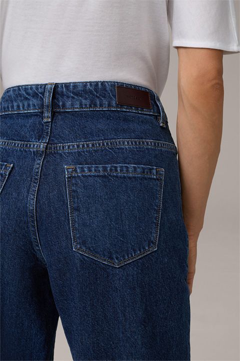 Weit geschnittene Marlene Jeans Blau gewaschen Italienische Baumwolle