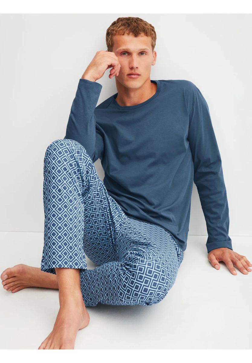 CALIDA Schlafanzug, lang, für Herren, blau, L