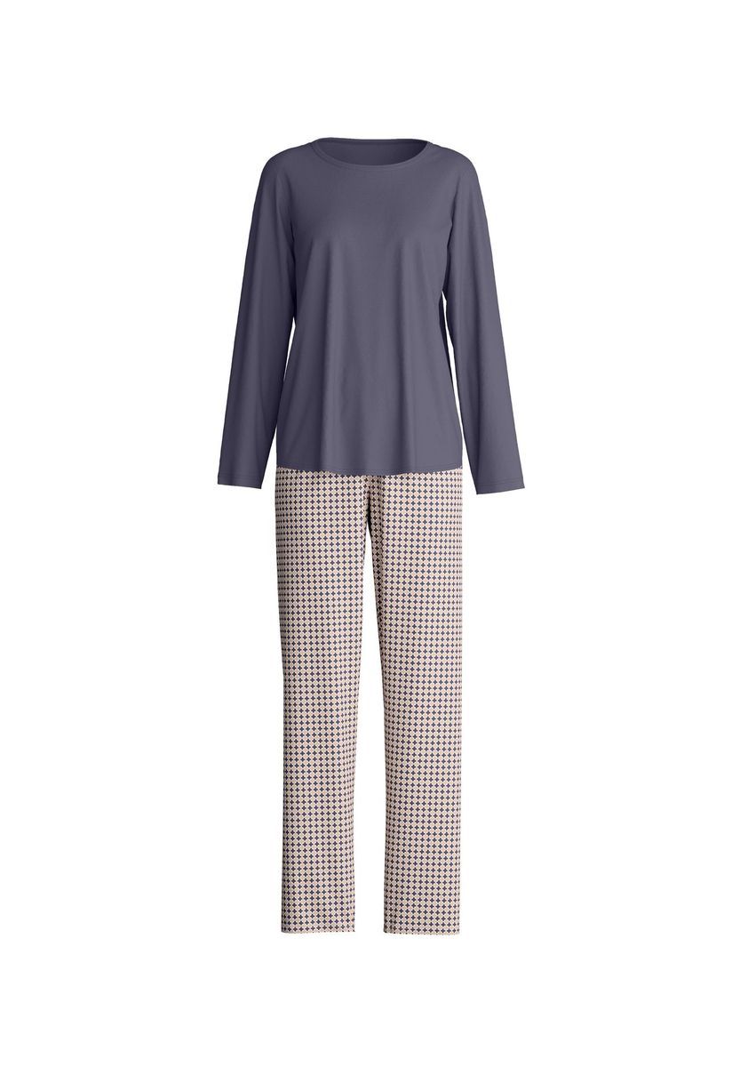 CALIDA Damen Pyjama, lang Cotton Special, blau, L