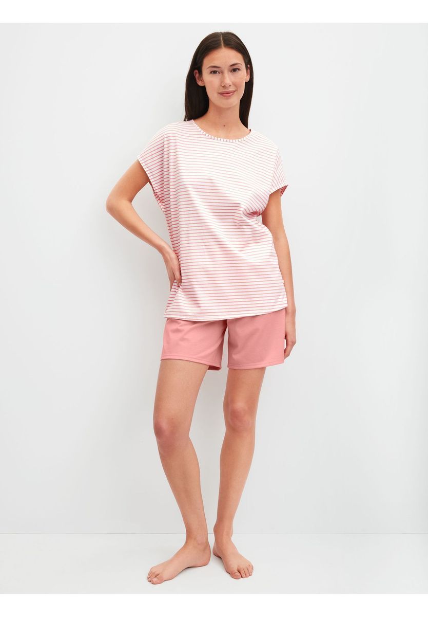 Gestreiftes Baumwoll-Kurzpyjama-Set