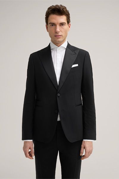 Windsor Toni Schwarzes Wollmischung Smoking-Sakko mit steigendem Revers