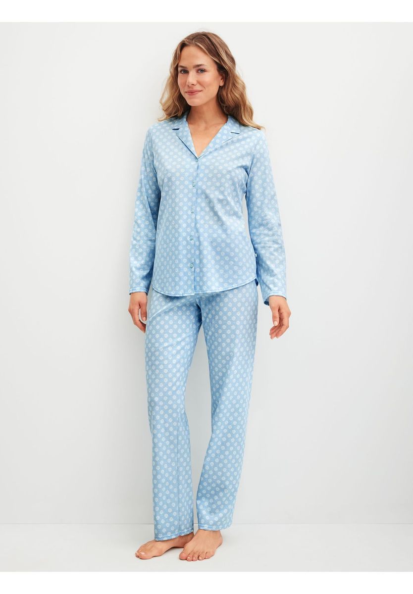 Hellblaues Pyjama-Set mit Polka Dots