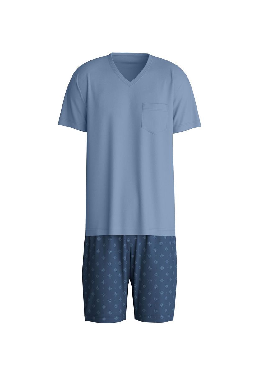 Blauer kurzer Schlafanzug für Herren
