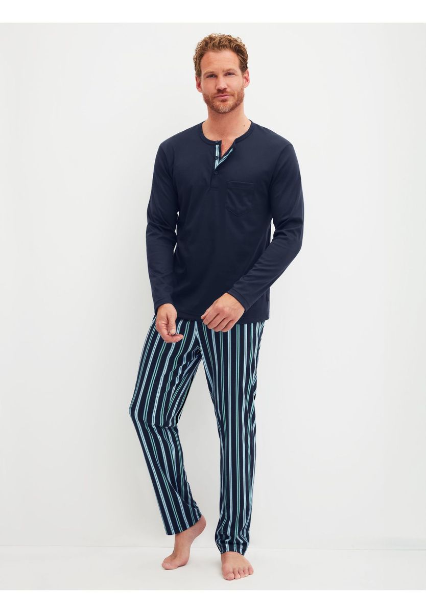 CALIDA Schlafanzug, lang, für Herren, blau, L