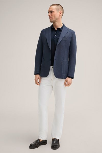 Baumwoll-Langarm-Poloshirt Gabriello in Navy