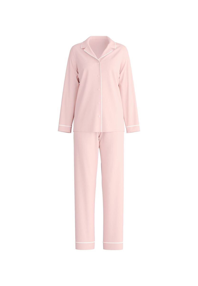 Klassisches Baumwoll-Pyjama-Set mit Paspelierung