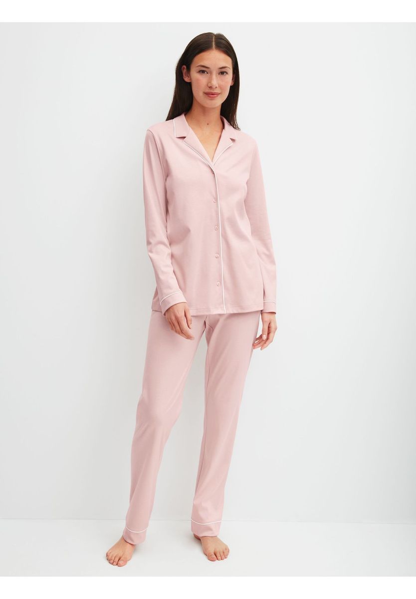 Klassisches Baumwoll-Pyjama-Set mit Paspelierung