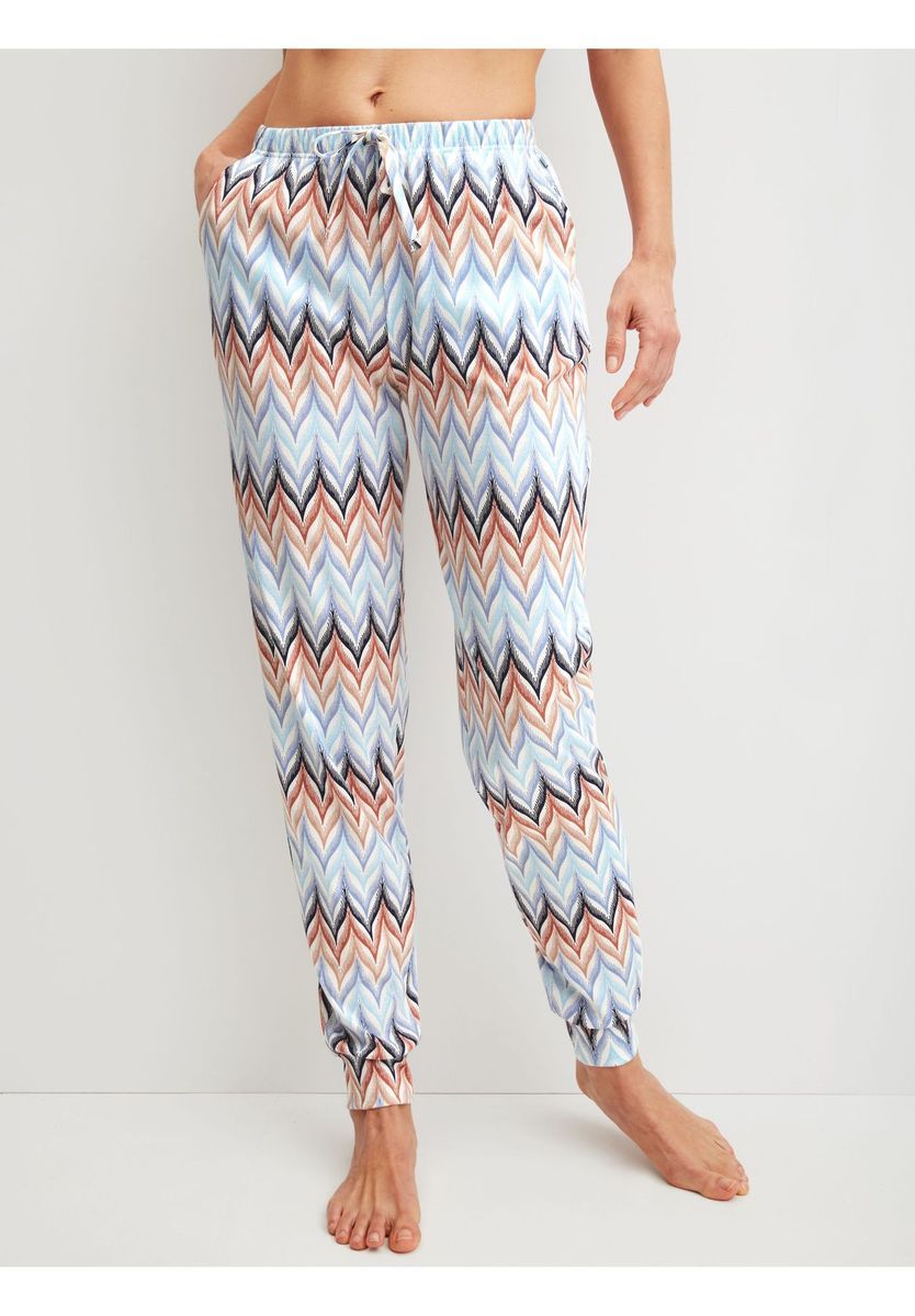 Loungehose mit Chevron-Muster und Bündchen