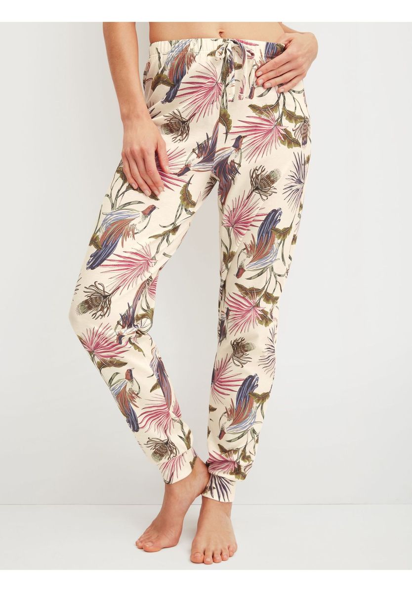 Baumwoll-Freizeithose mit Blumendruck