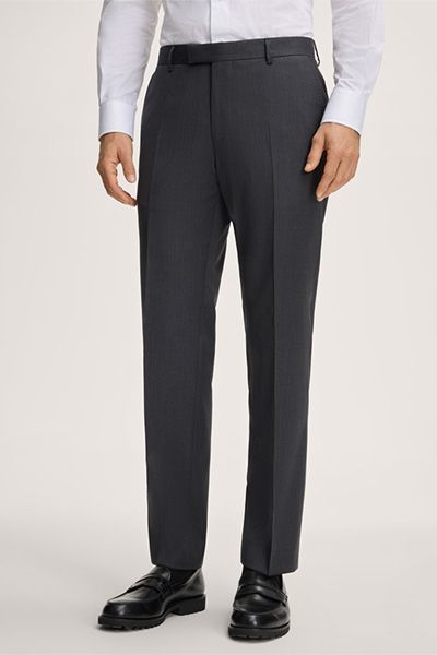Windsor Sole Wollhose in Dunkelgrau, Flat Front
