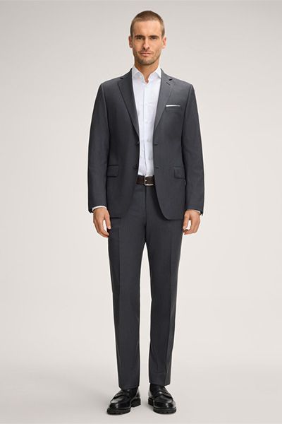 Windsor Sole Wollhose in Dunkelgrau, Flat Front