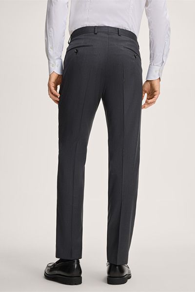 Windsor Sole Wollhose in Dunkelgrau, Flat Front