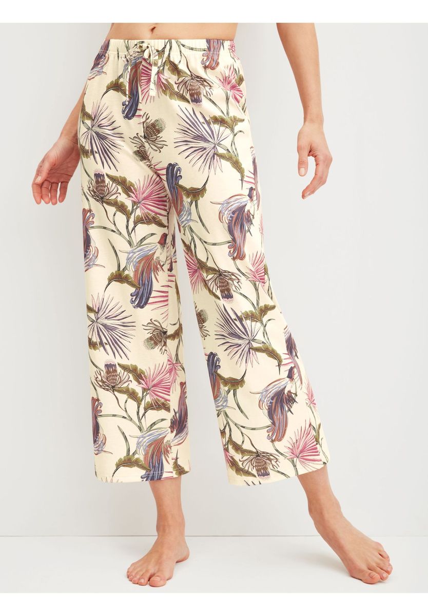 7/8-Pyjamahose mit Blumenmuster