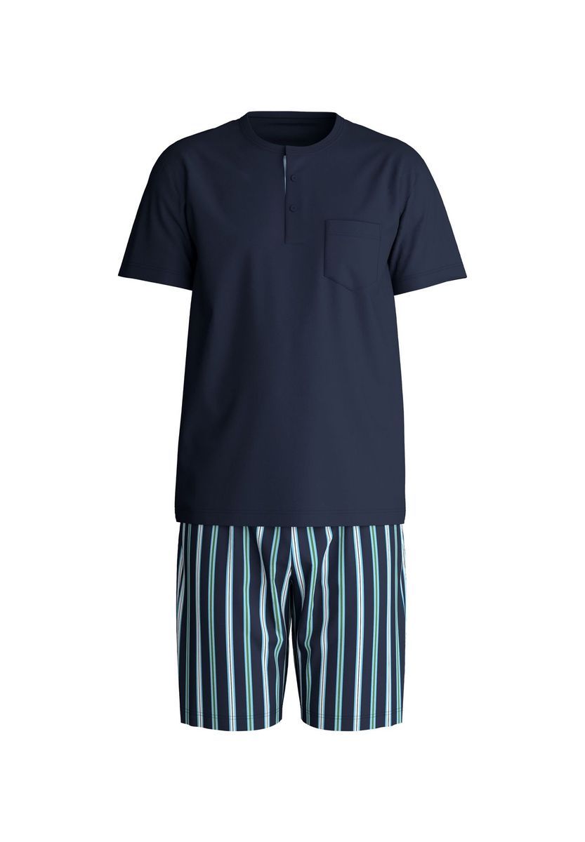 Herren Schlafanzug Set Kurz in Blau