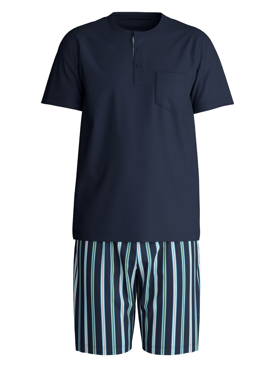 Herren Schlafanzug Set Kurz in Blau