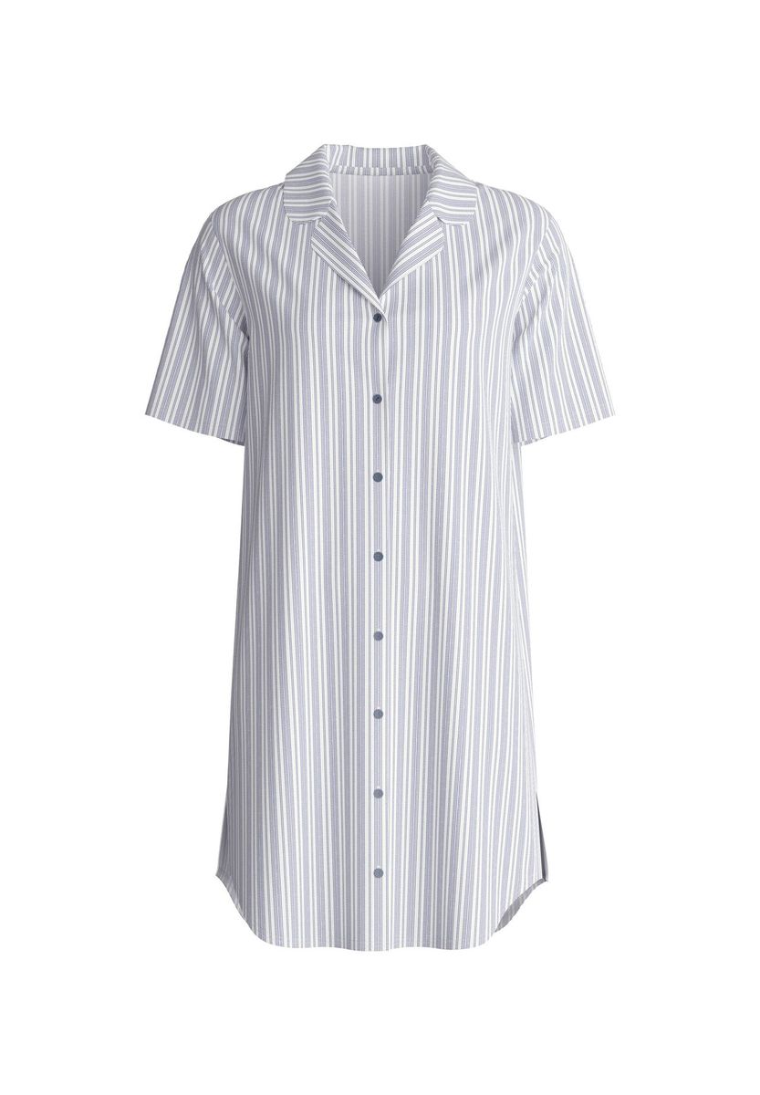 Gestreiftes Kurzarm-Nachthemd mit Knopfleiste