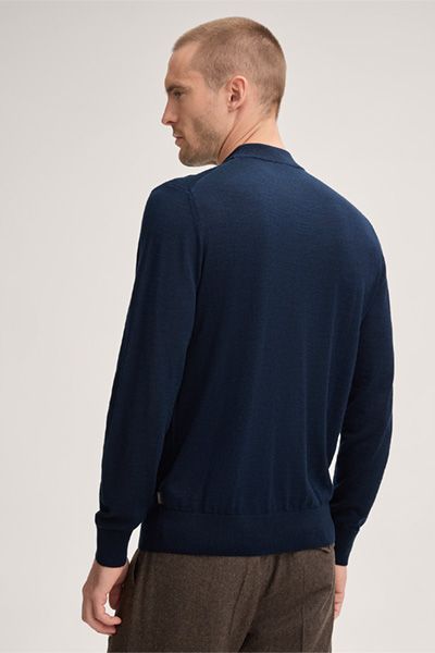 Windsor Nando Marineblauer Strickpullover mit Stehkragen und Kaschmirmischung