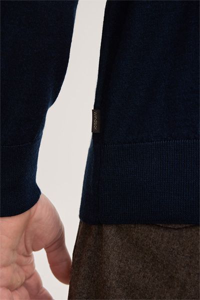 Windsor Nando Marineblauer Strickpullover mit Stehkragen und Kaschmirmischung