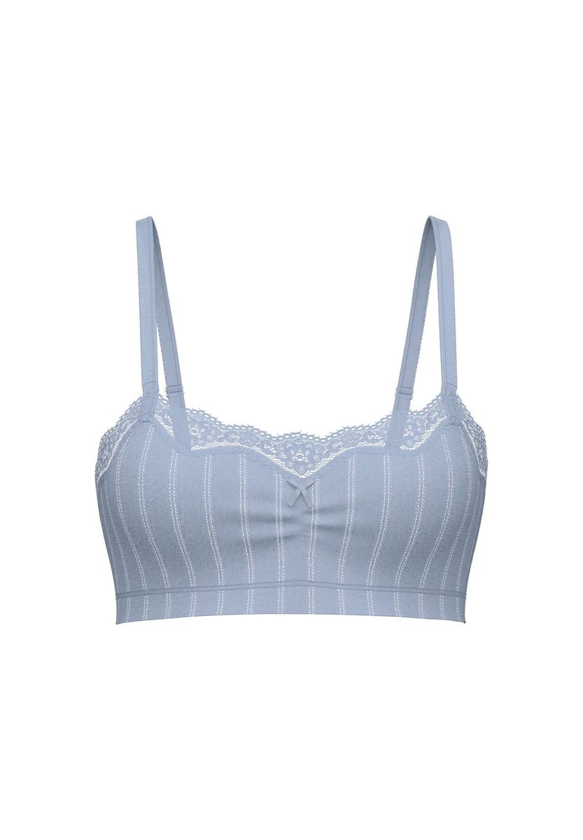 Gestreiftes Bustier aus Baumwolle mit Spitze