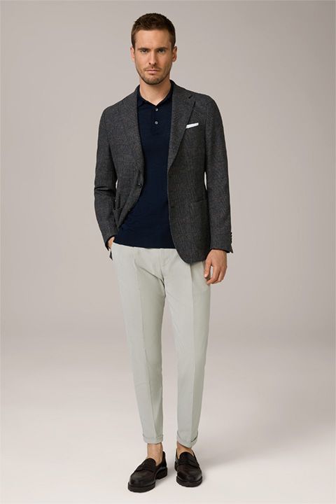 Windsor Nando Marineblaues Strick-Poloshirt Seide Kaschmir-Mischung