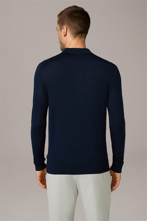 Windsor Nando Marineblaues Strick-Poloshirt Seide Kaschmir-Mischung