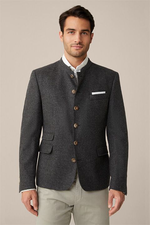 Windsor Maxvorstadt Anthrazit Woll Trachtenjacke Traditioneller Blazer-Stil