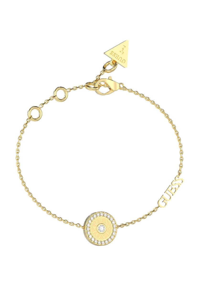 GUESS Damen Armband, Edelstahl, WEISSGOLD, 18,5