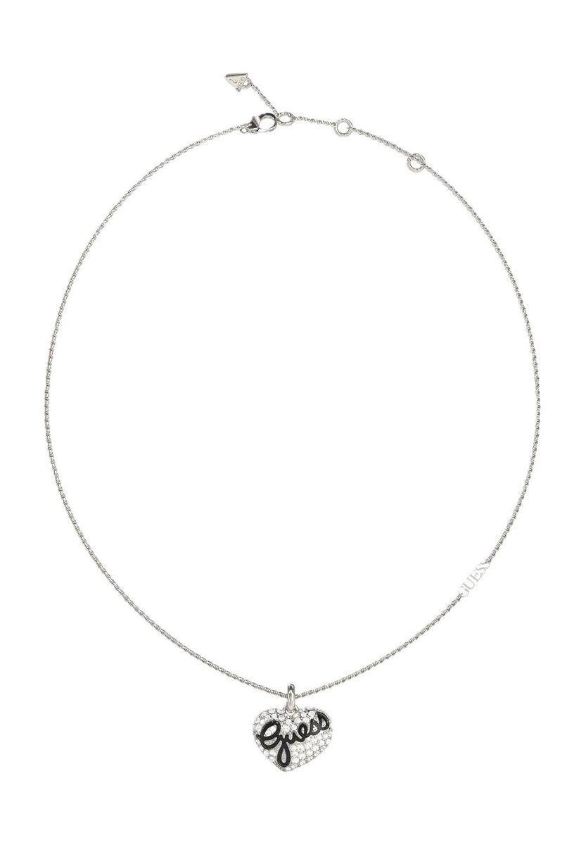 GUESS Damen Kette mit Anhänger, Edelstahl, WEISSGOLD, 45