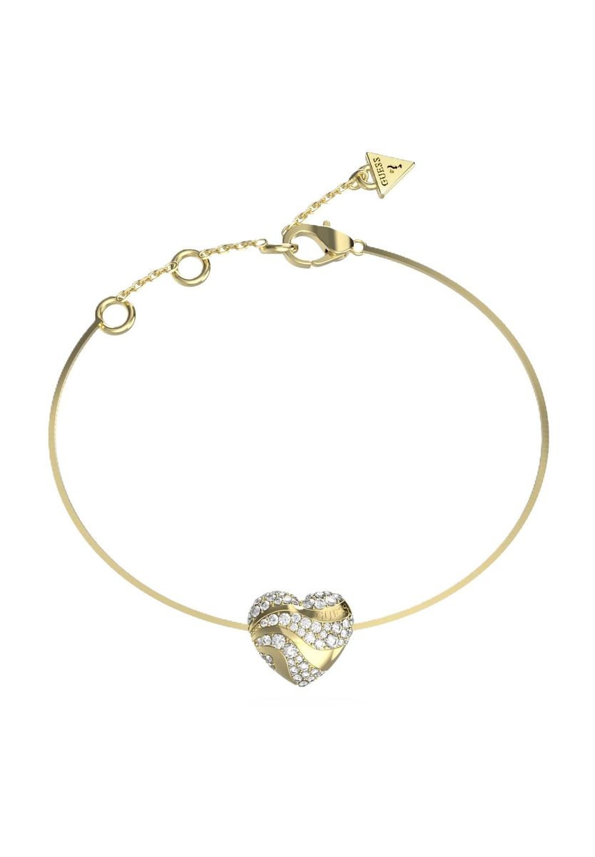 GUESS Damen Armband "Heart Lock", Edelstahl, GELBGOLD, 18,5
