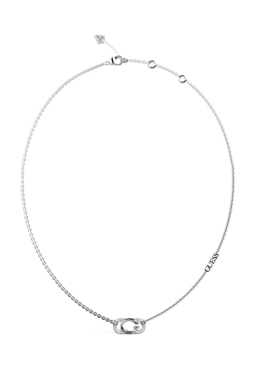 GUESS Damen Kette mit Anhänger, Edelstahl, WEISSGOLD, 45
