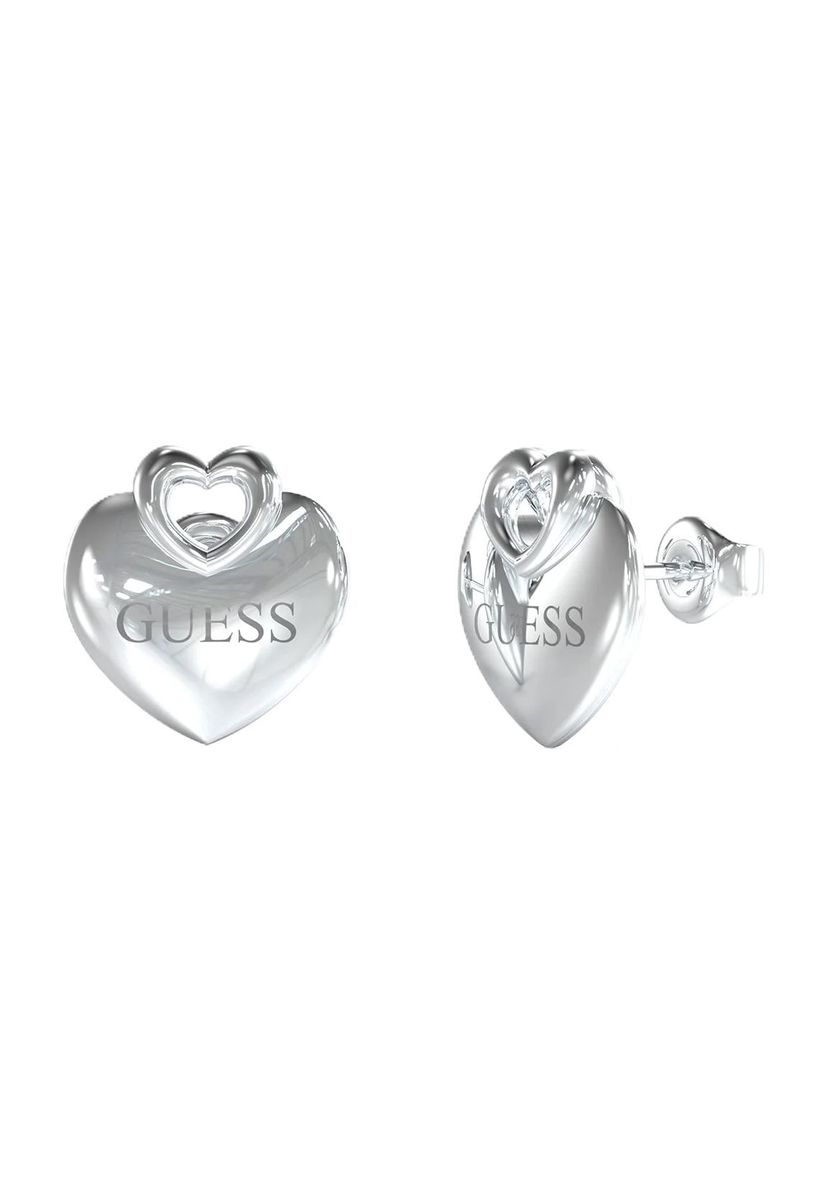 Herzförmige Ohrstecker mit Logo