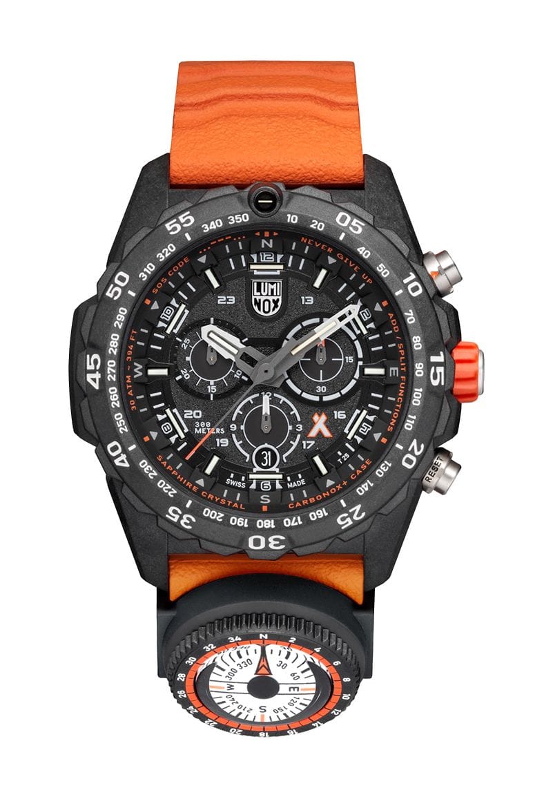 Robuste schwarze Chronographenuhr mit Kompass