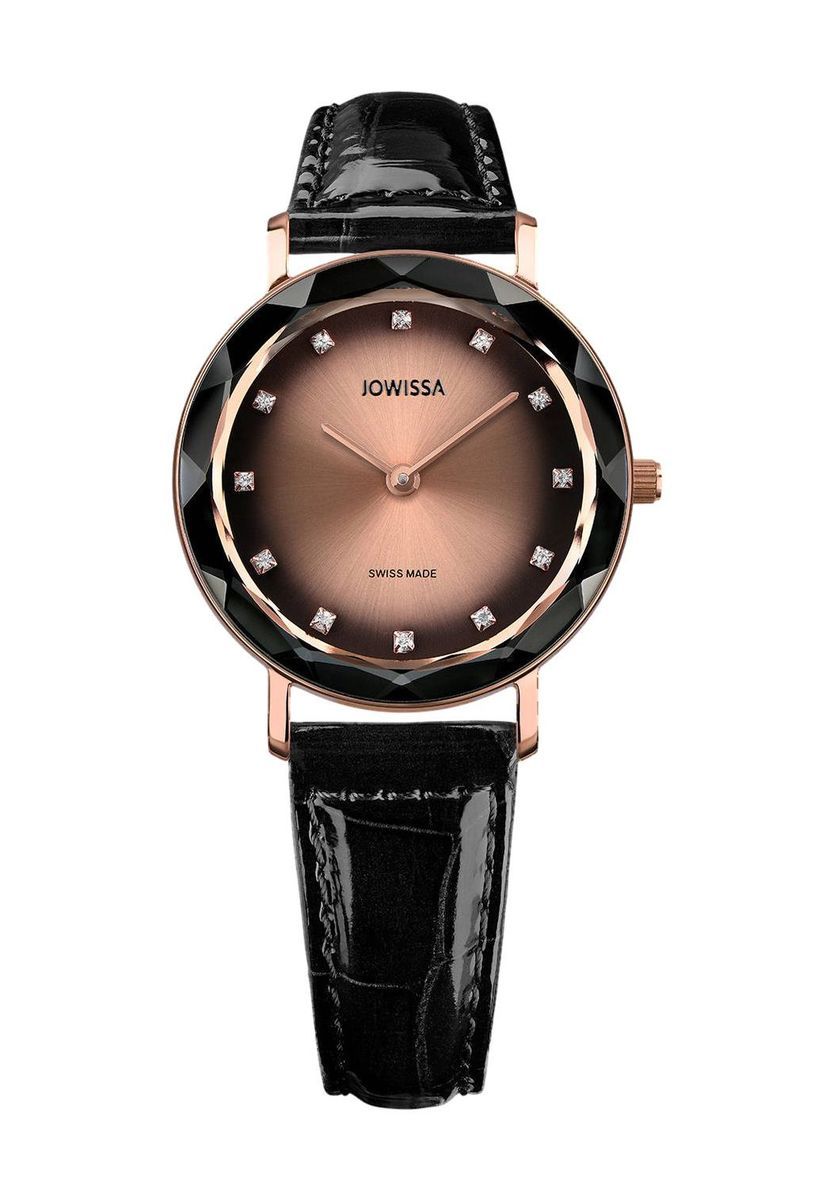 Elegante roségoldene facettierte Uhr
