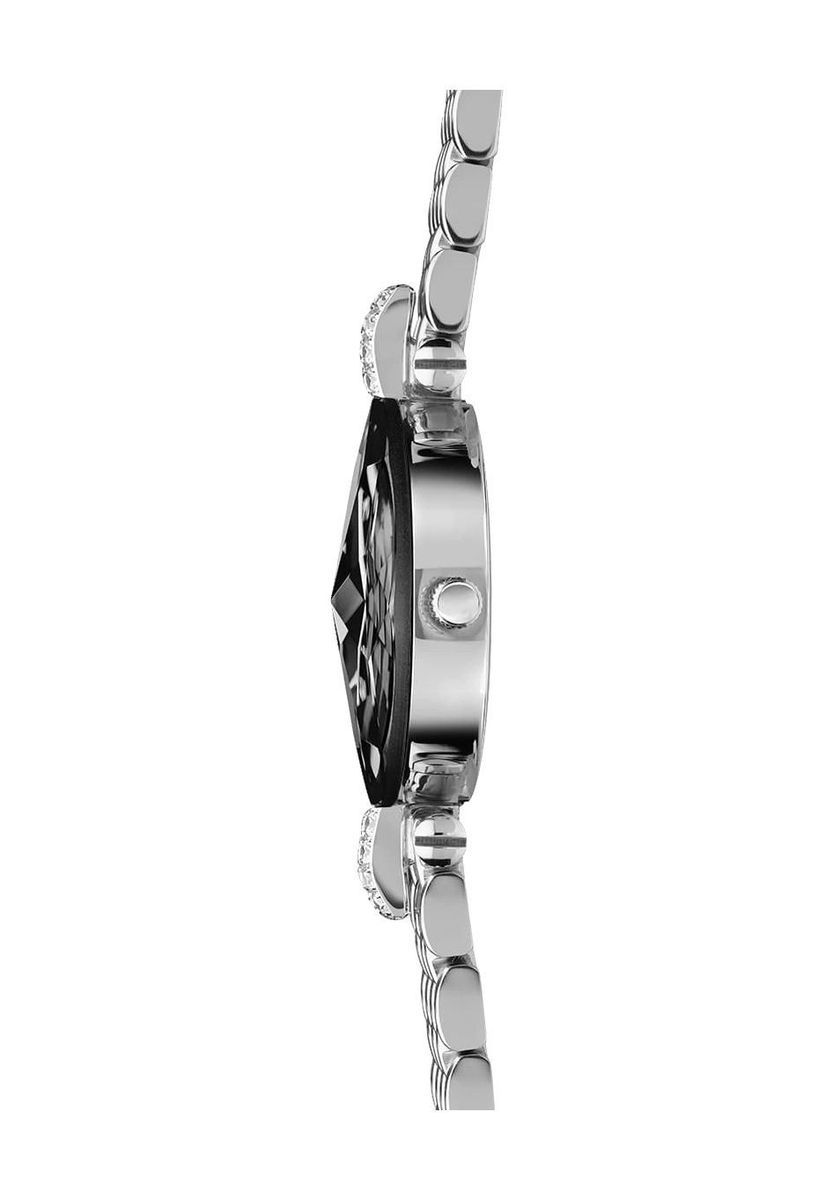 Elegante silberfarbene Uhr mit Kristallakzenten