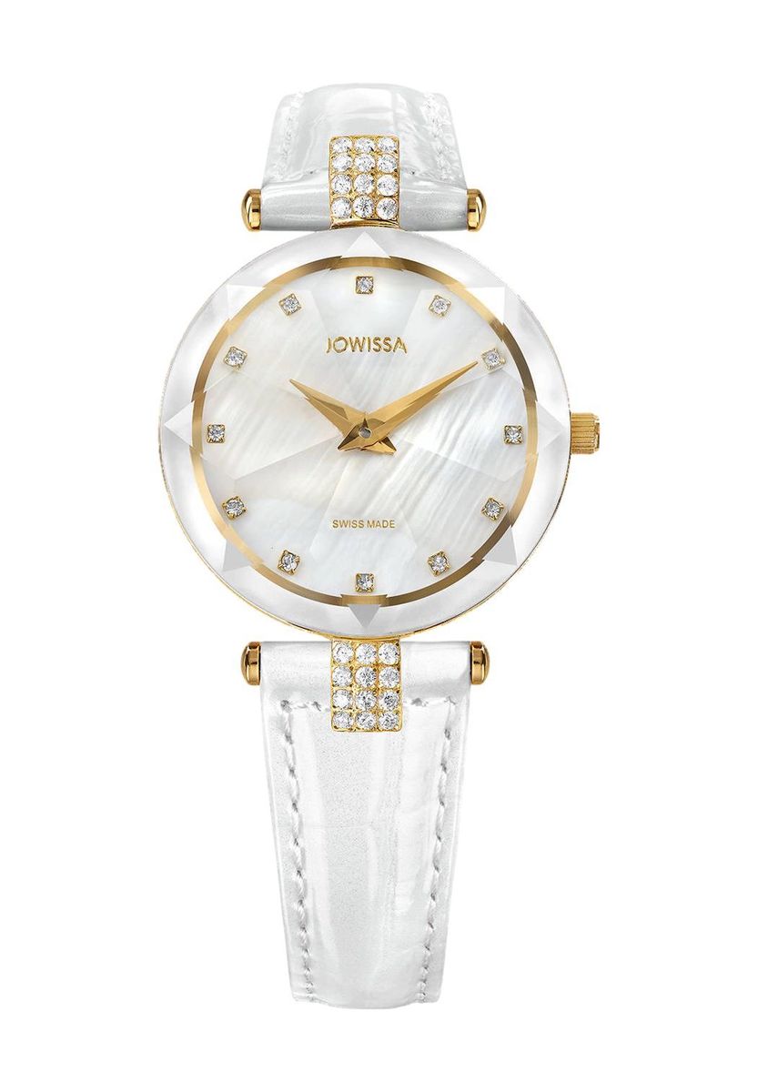 Elegante weiße Uhr mit Strassakzenten