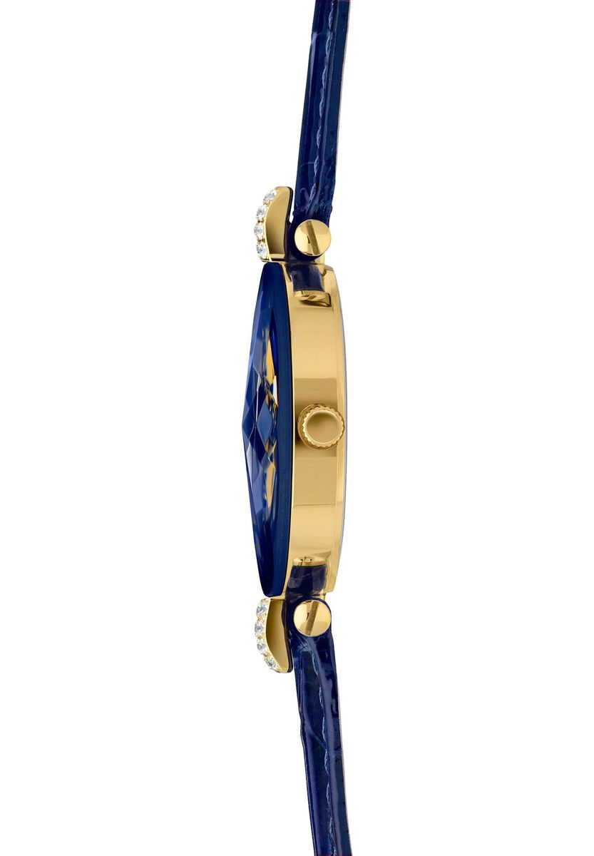 Elegante blaue Damenlederuhr