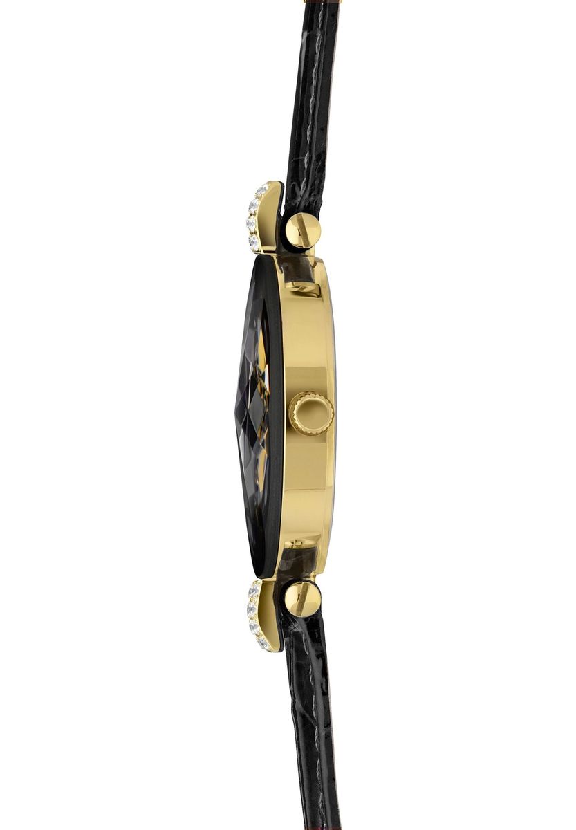 Elegante schwarze Facetten-Diamant-Uhr