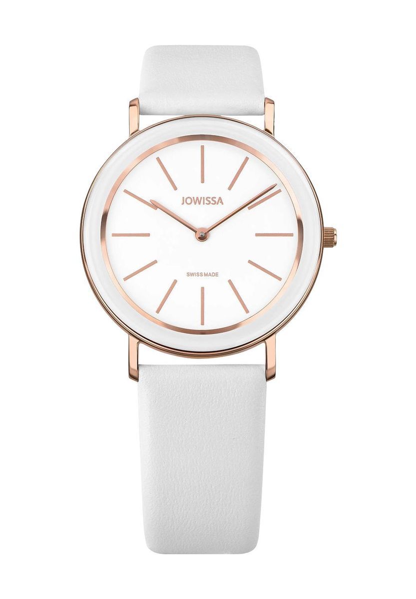 Minimalistische Roségold weiße Lederuhr