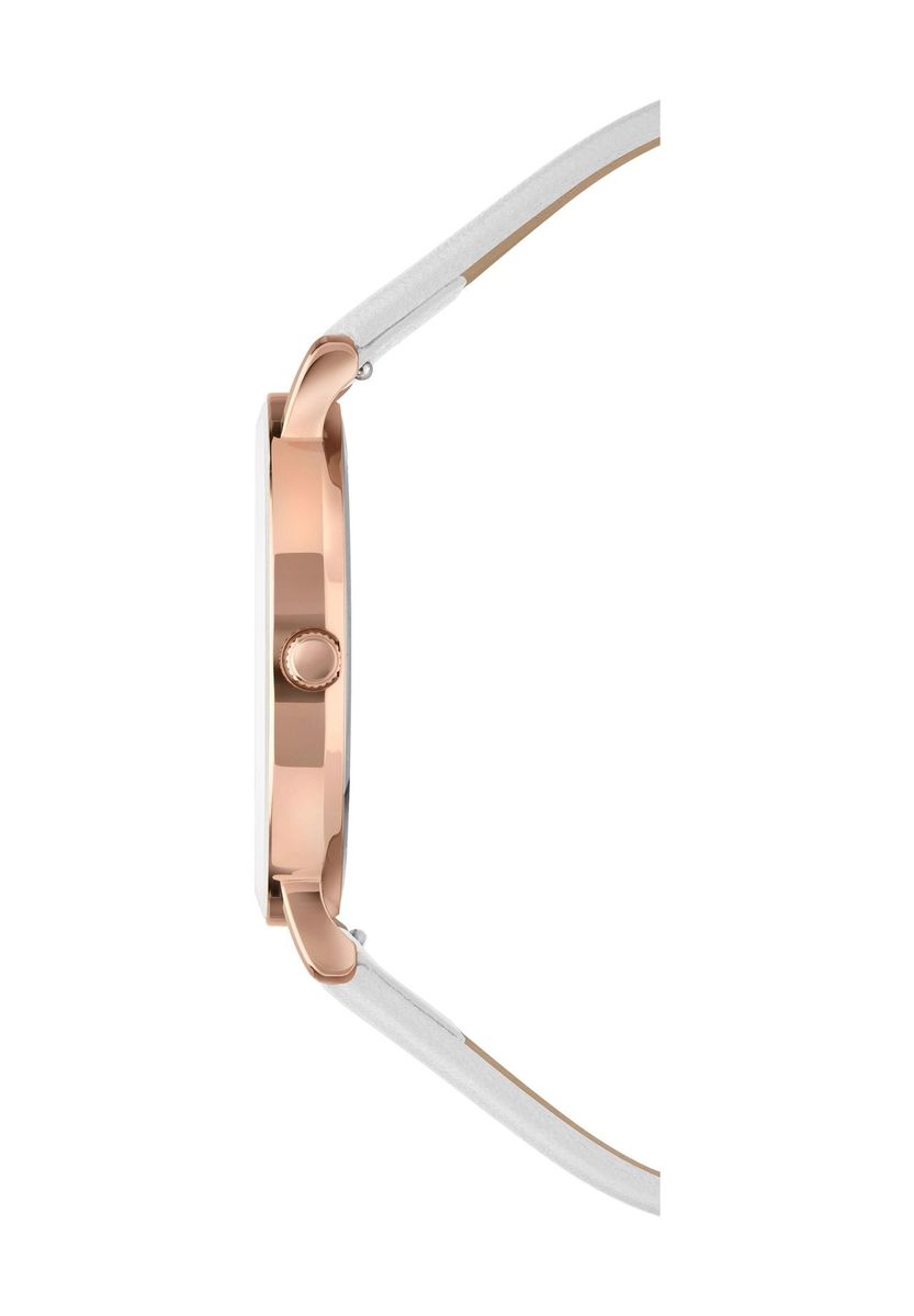 Minimalistische Roségold weiße Lederuhr