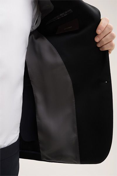 Masterhand Marineblaues Wollmischungs-Smoking-Jackett Shawl-Revers Slim Fit