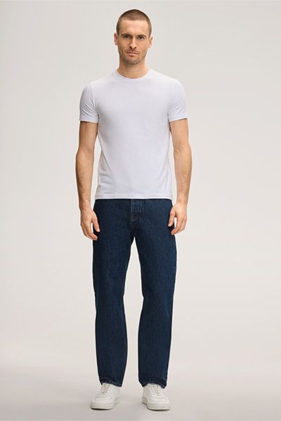 Baumwollmix Stretch Weißes Rundhals-T-Shirt im Zweierpack