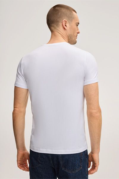 Baumwollmix Stretch Weißes Rundhals-T-Shirt im Zweierpack