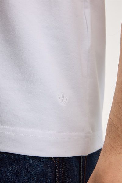 Baumwollmix Stretch Weißes Rundhals-T-Shirt im Zweierpack